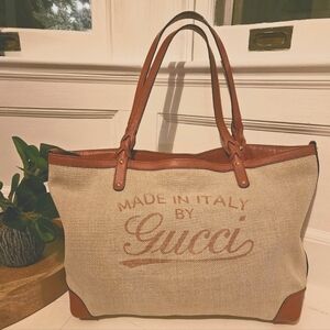 Gucci Canvas and Leather Tote Bag